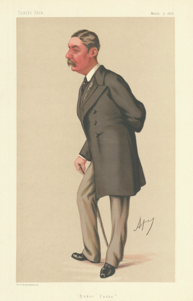 VANITY FAIR SPY CARTOON Lt-Gen Valentine Baker Pasha. Glos. By Ape 1878 print